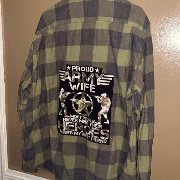 Old Navy Tops - Up cycled army flannel shirt